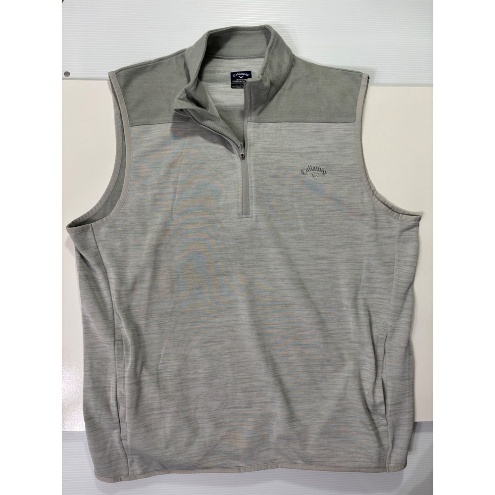 Callaway Weather Series Mens XL Grey Quarter Zip Golf Vest Heathered Layering